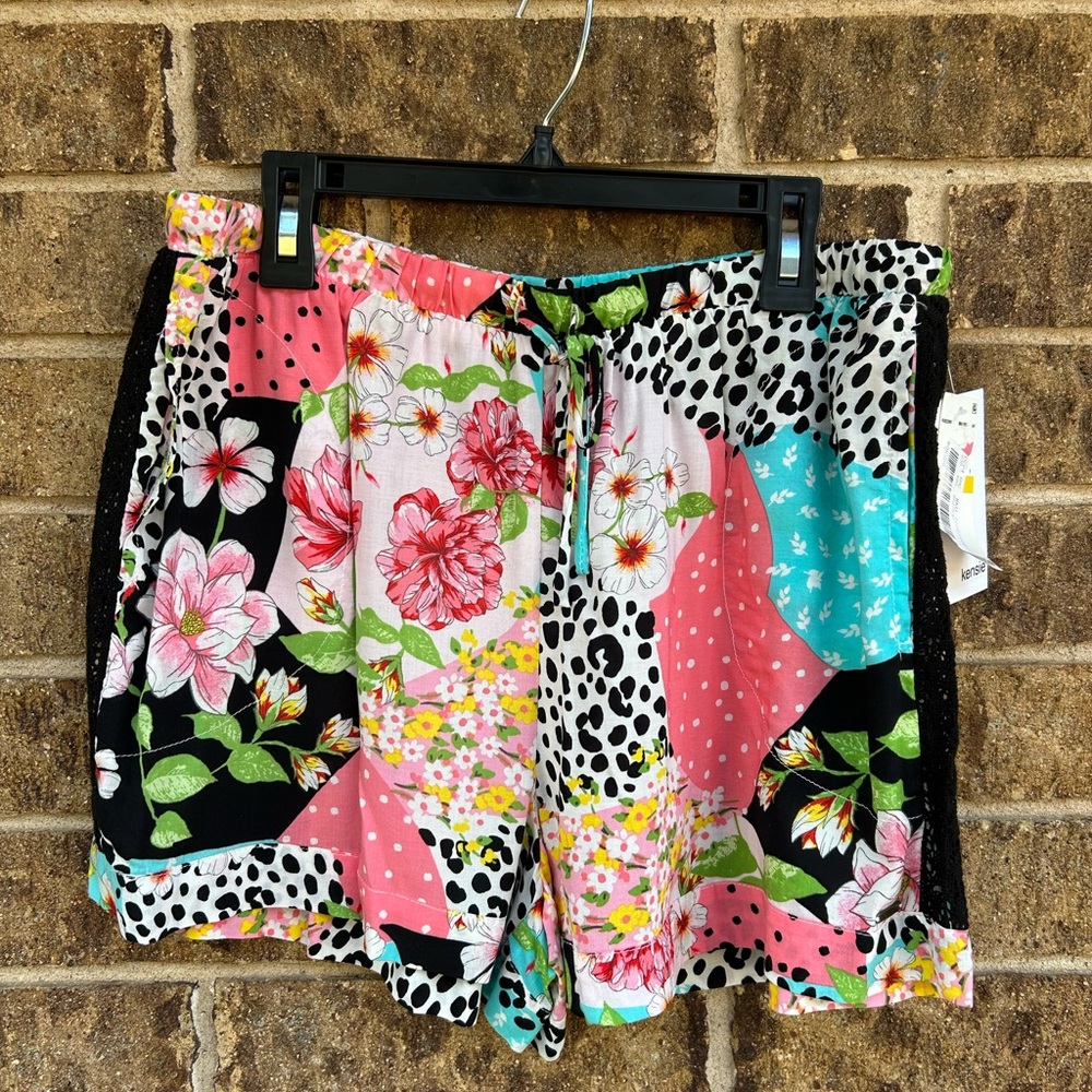 Kensie Multicolor Floral High Waist Shorts